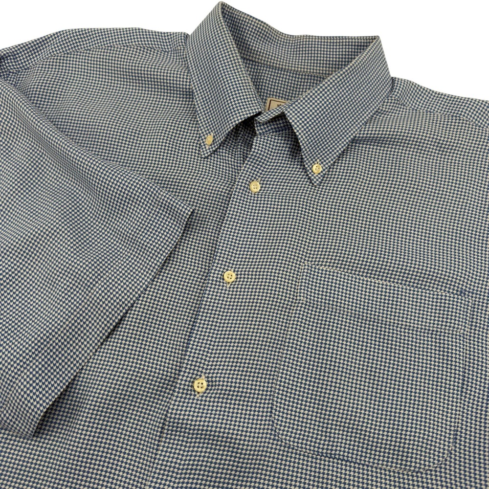 Peter Millar Mens XL Golf Shirt Short Sleeve Blue Gingham Pocket Patch